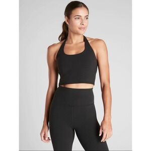 Athleta Black Halter Crop Top‎ Athletic Workout Activewear Yoga Women's